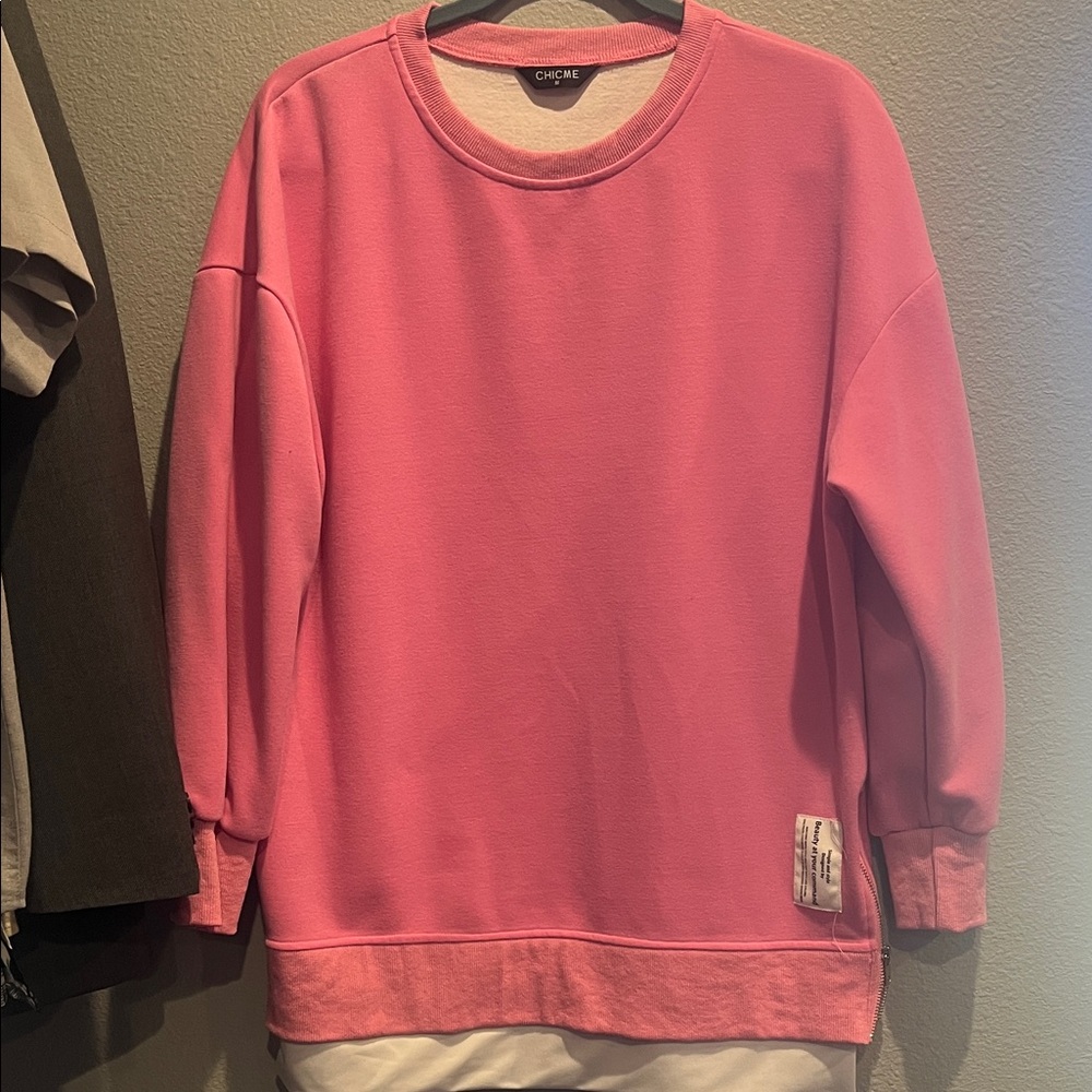 Chico's Vibrant Pink Crew Neck Sweatshirt